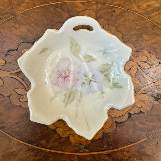 Hand-Painted Floral Leaf Shape Small Trinket Dish 