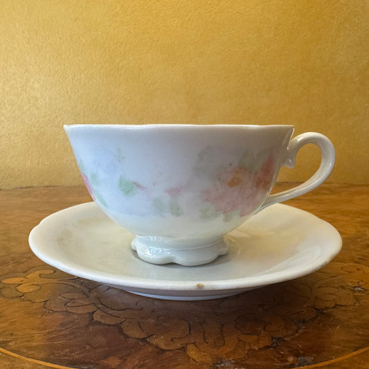 Hand-Painted Floral Tea Cup & Saucer 
