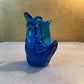 Blue Hand Blown Glass Swan Figurine