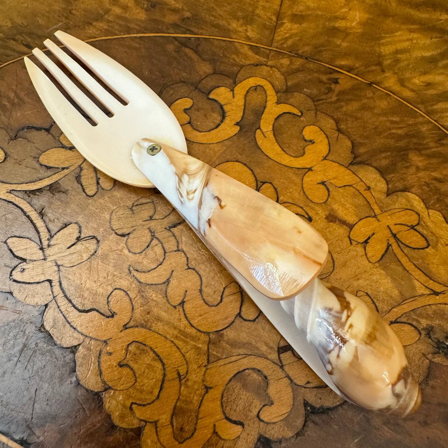Hand Carved Conch Sea Shell Fork