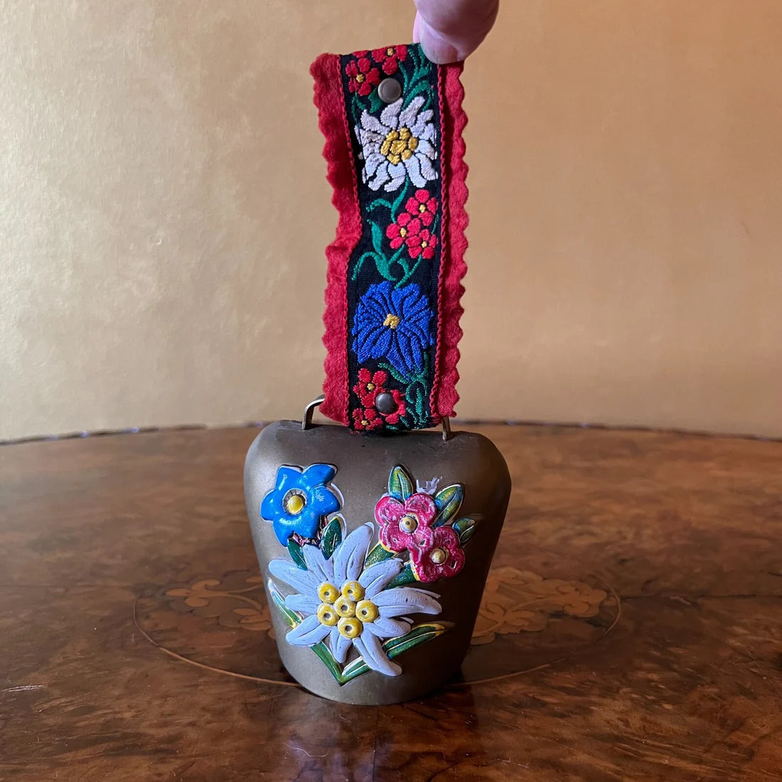 Vintage Swiss Hand Painted Cow Bell