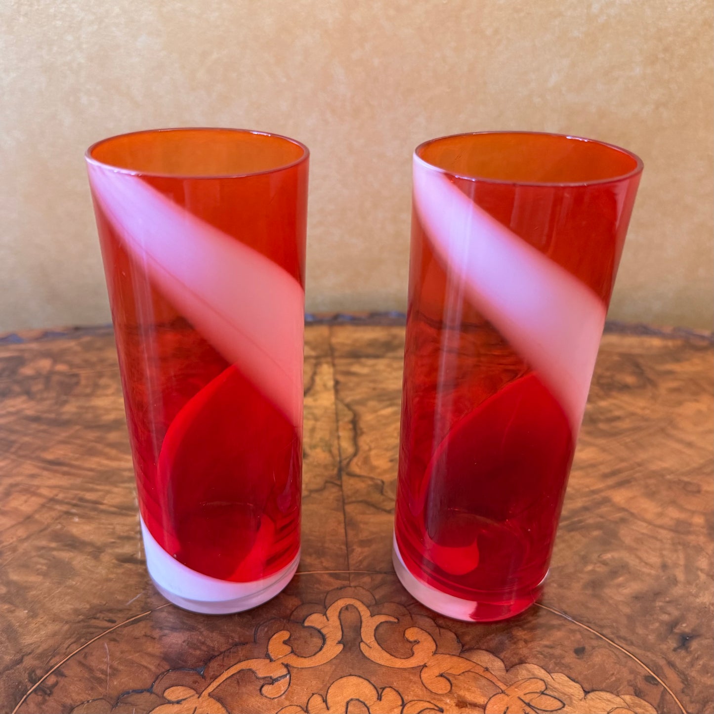 Harlequin Hand Blown Glass Highball Glasses 