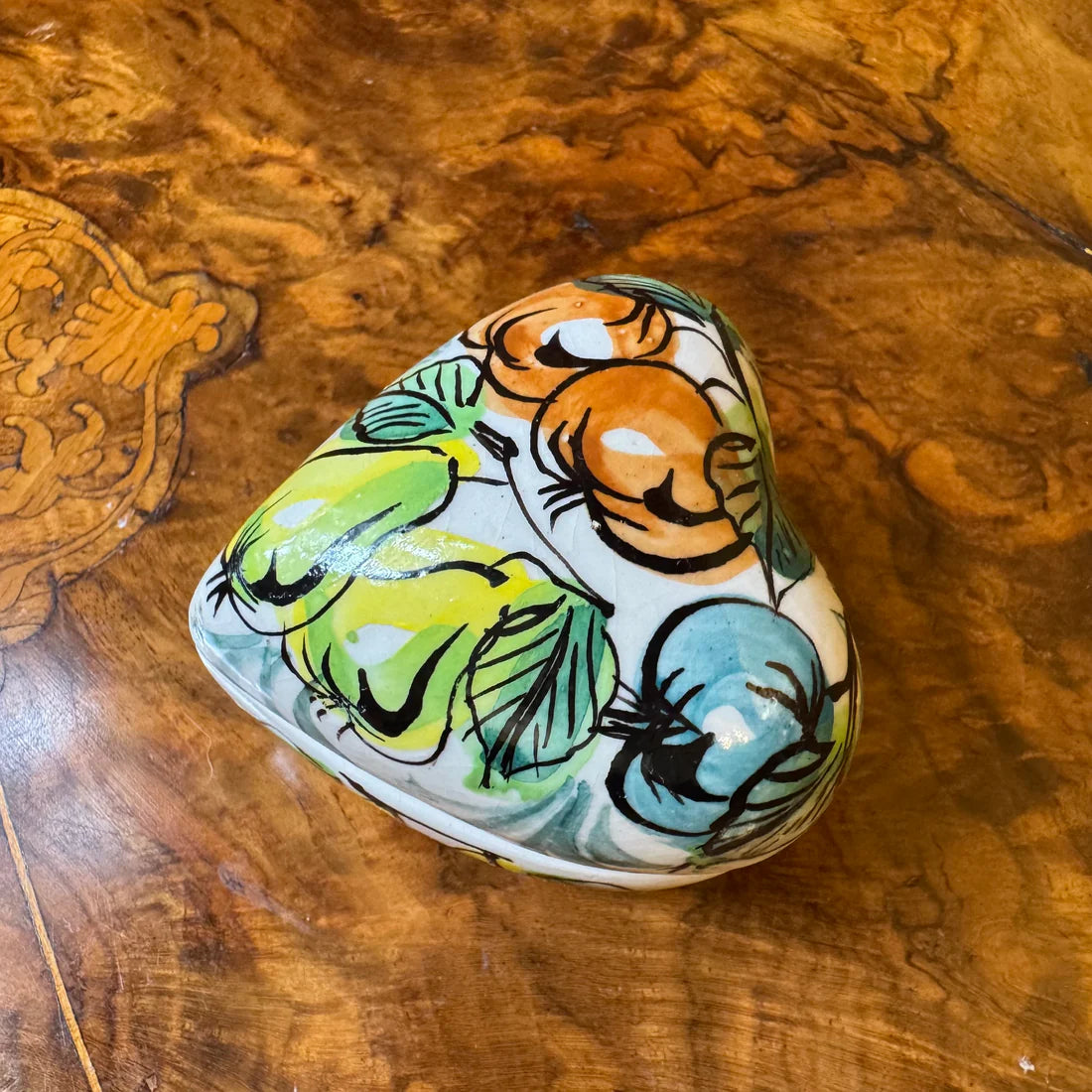 Vintage Maltese Heart Shaped Trinket Box