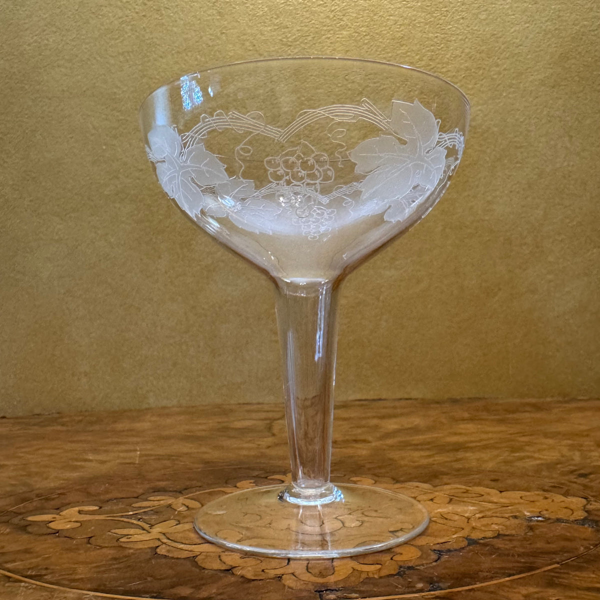 Hollow Stem Bohemia Grapevine Champagne Coupe Glasses 