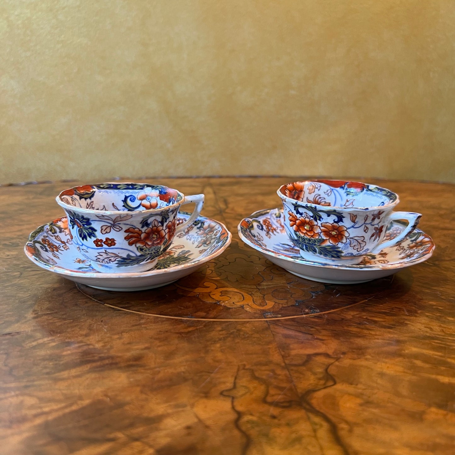 Antique 19th Century Ironstone Amherst Coffee Cup & Saucer Pair 