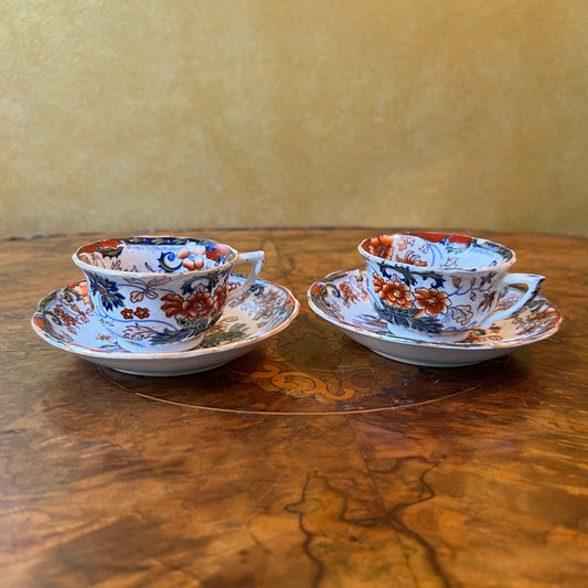 Antique 19th Century Ironstone Amherst Coffee Cup & Saucer Pair 