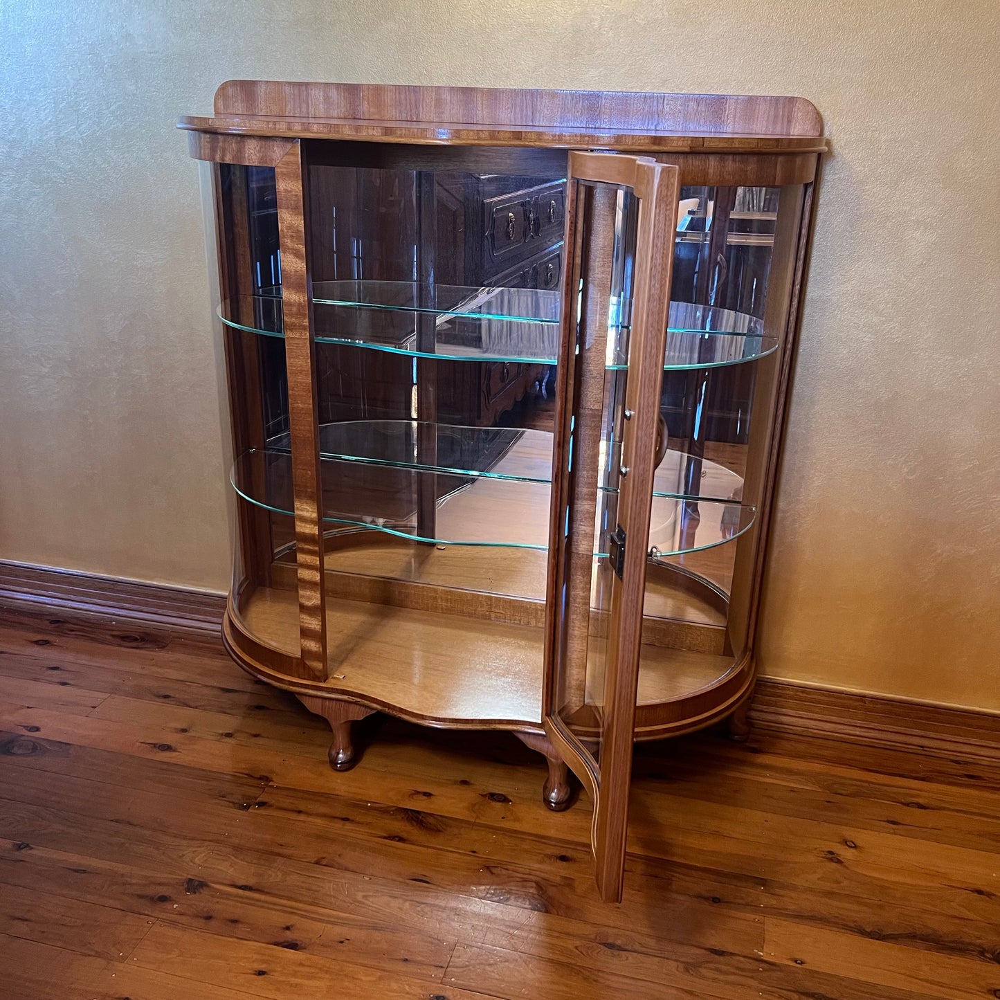 Vintage Queen Anne Style Glass Display Cabinet