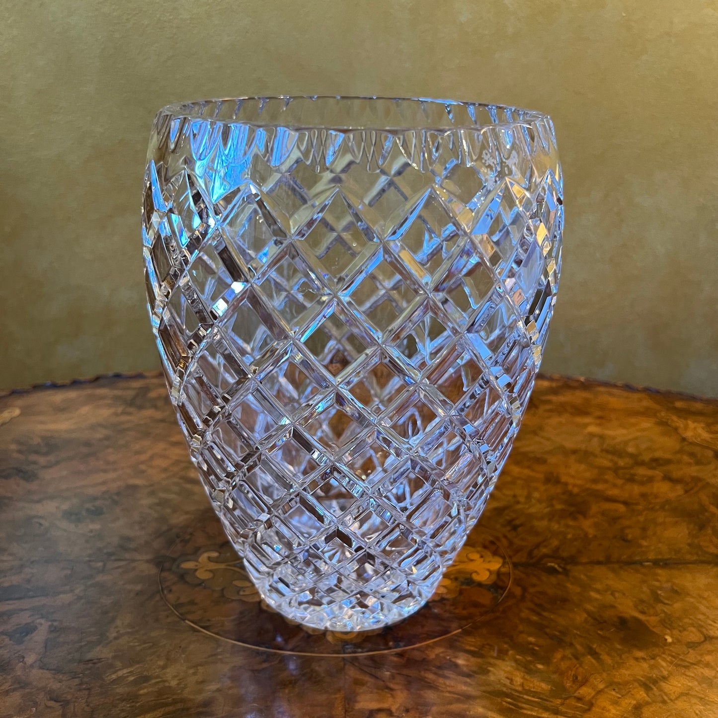 Vintage Crystal Diamond Cut Design Vase