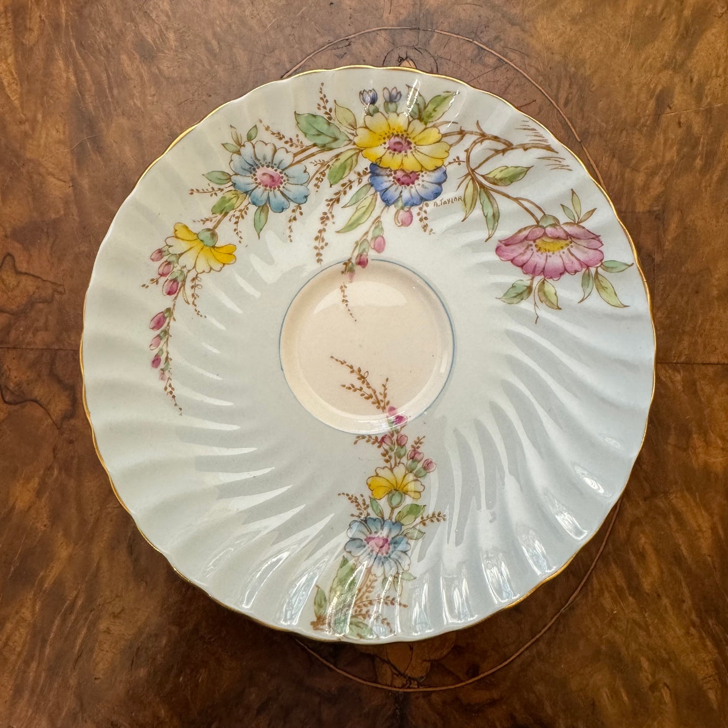 Vintage EB Foley Blue Floral Saucer Replacement