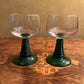 Vintage French Luminarc Green Stem Pair Of Glasses