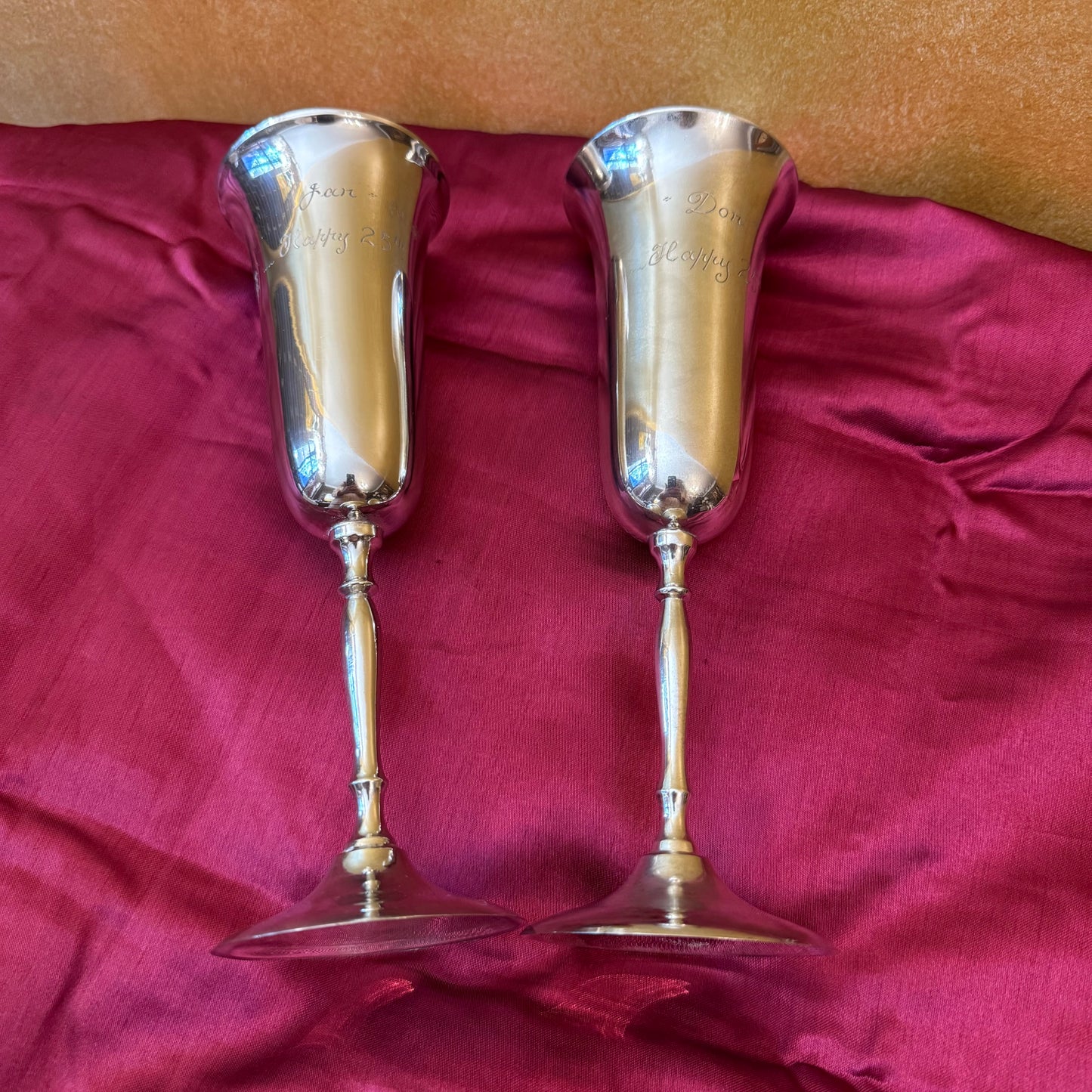 Vintage Silver Plated Champagne Flutes Pair