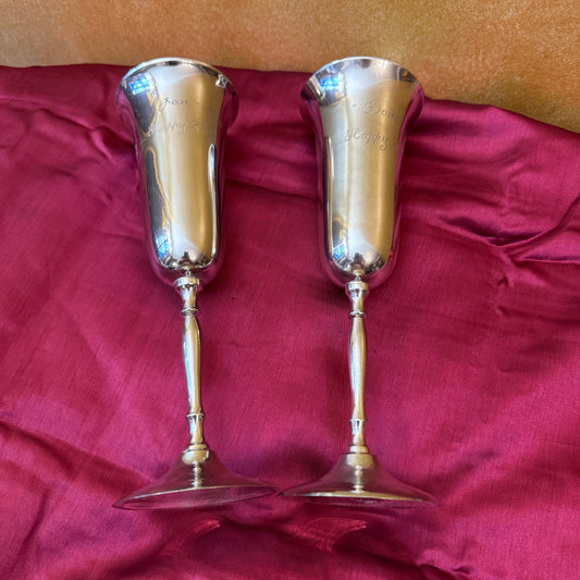 Vintage Silver Plated Champagne Flutes Pair