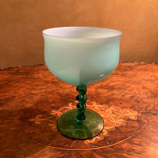 Vintage Green Crystal Wine Glass