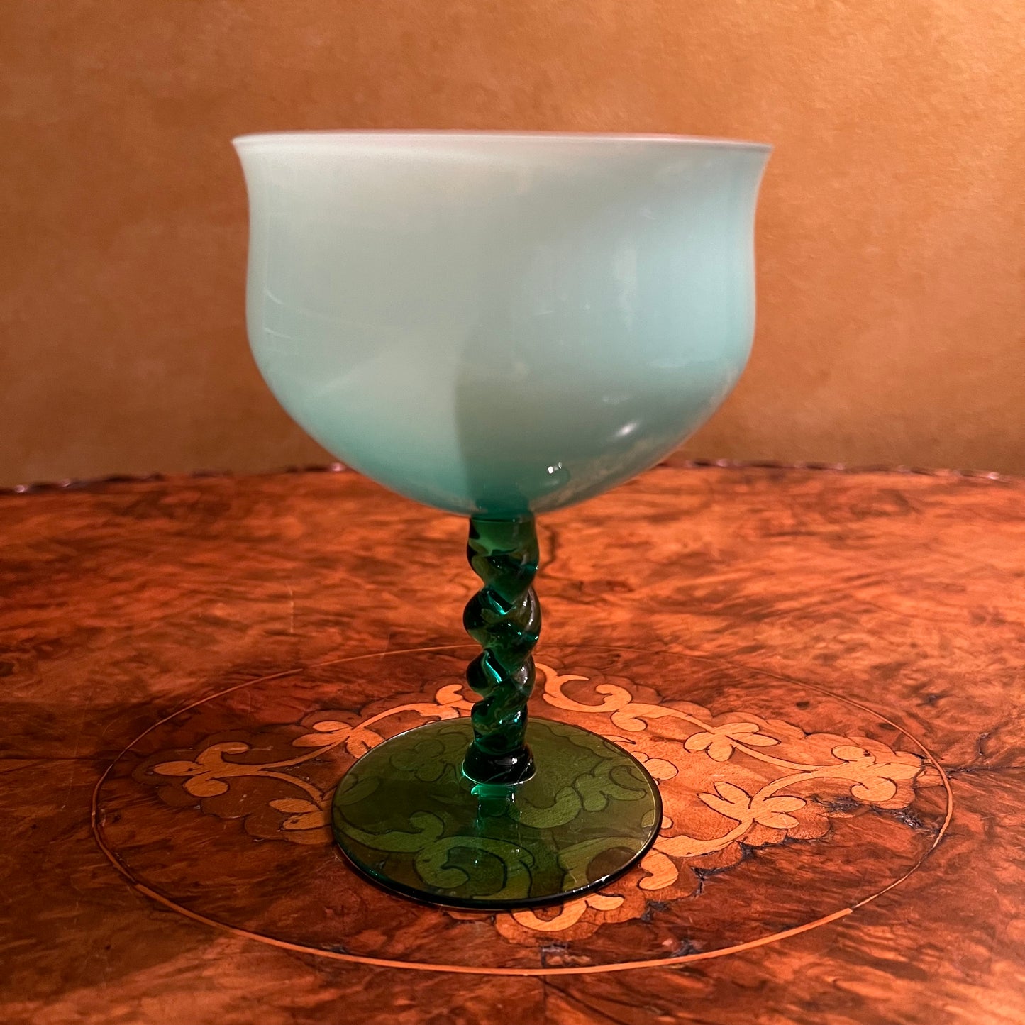 Vintage Green Crystal Wine Glass