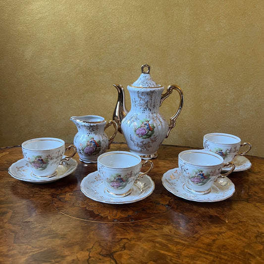 Vintage Japanese Courting Print Coffee Tea Set