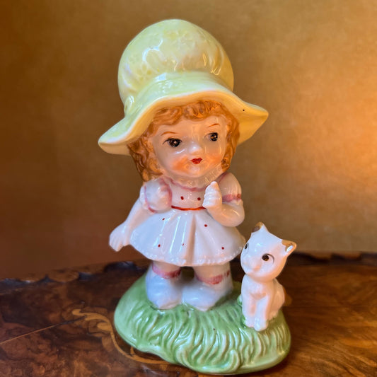 Vintage Duncan Royale Little Girl With Cat Figurine