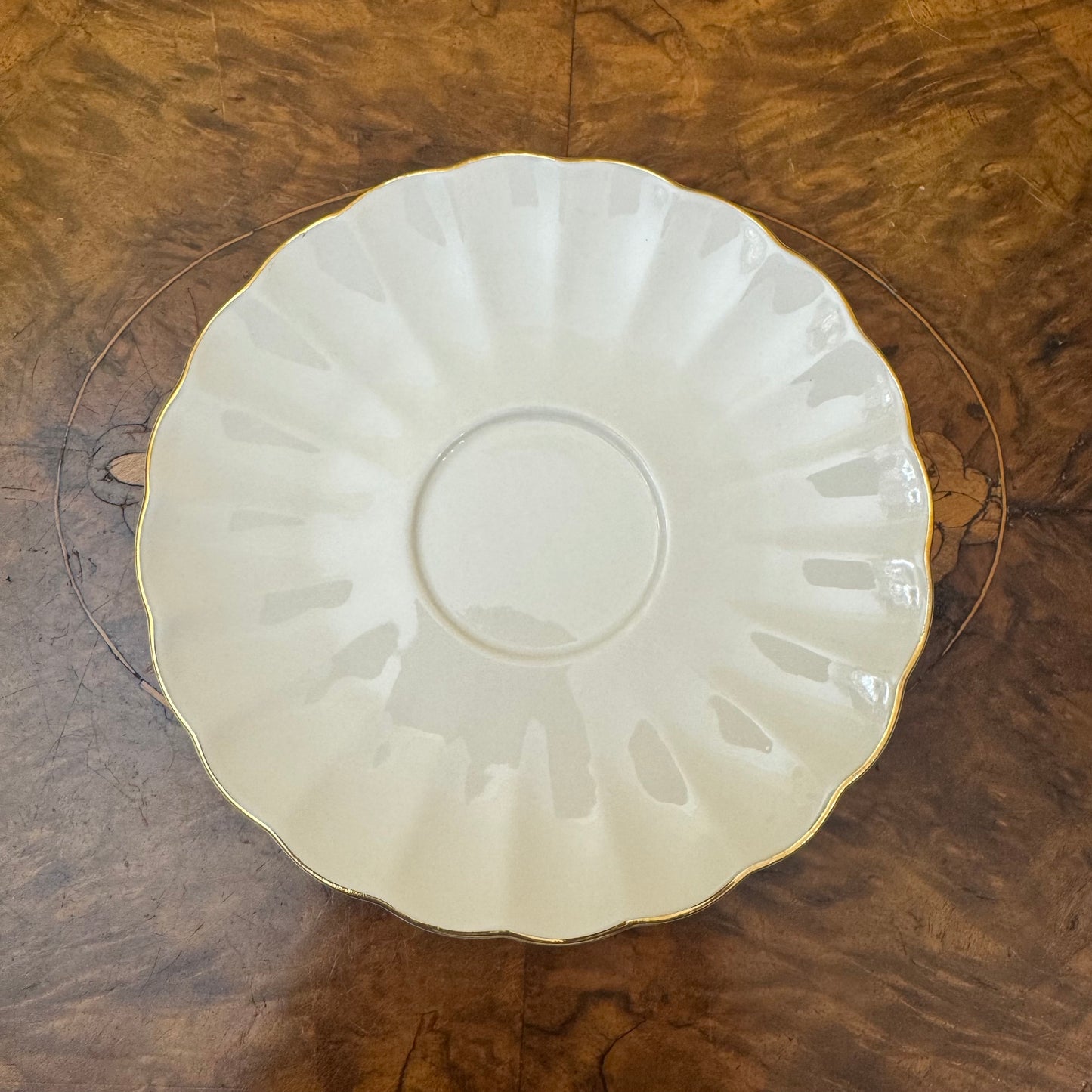 Gold Trim White Tea Cup & Saucer