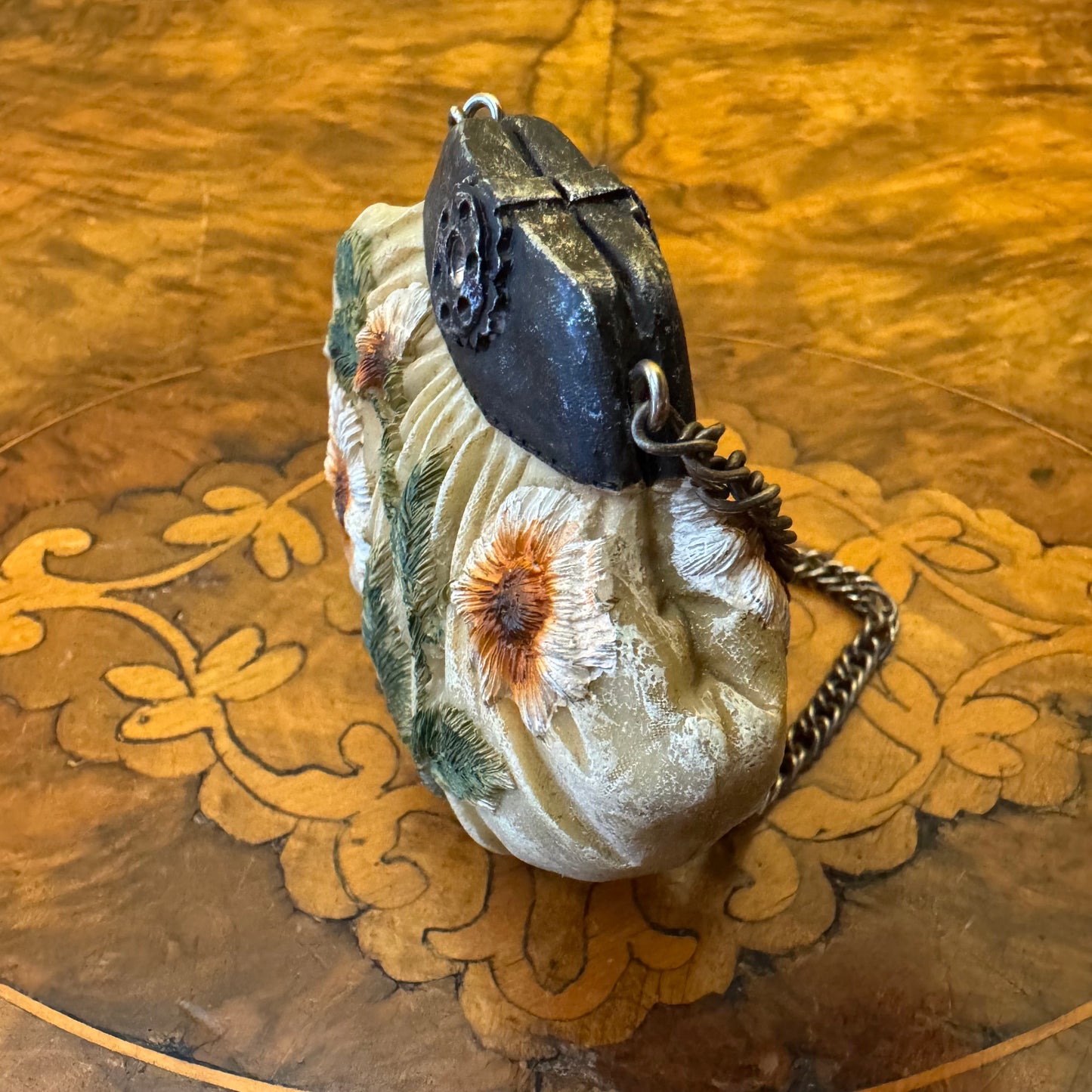 Vintage Ceramic Miniature Floral Purse Ornament