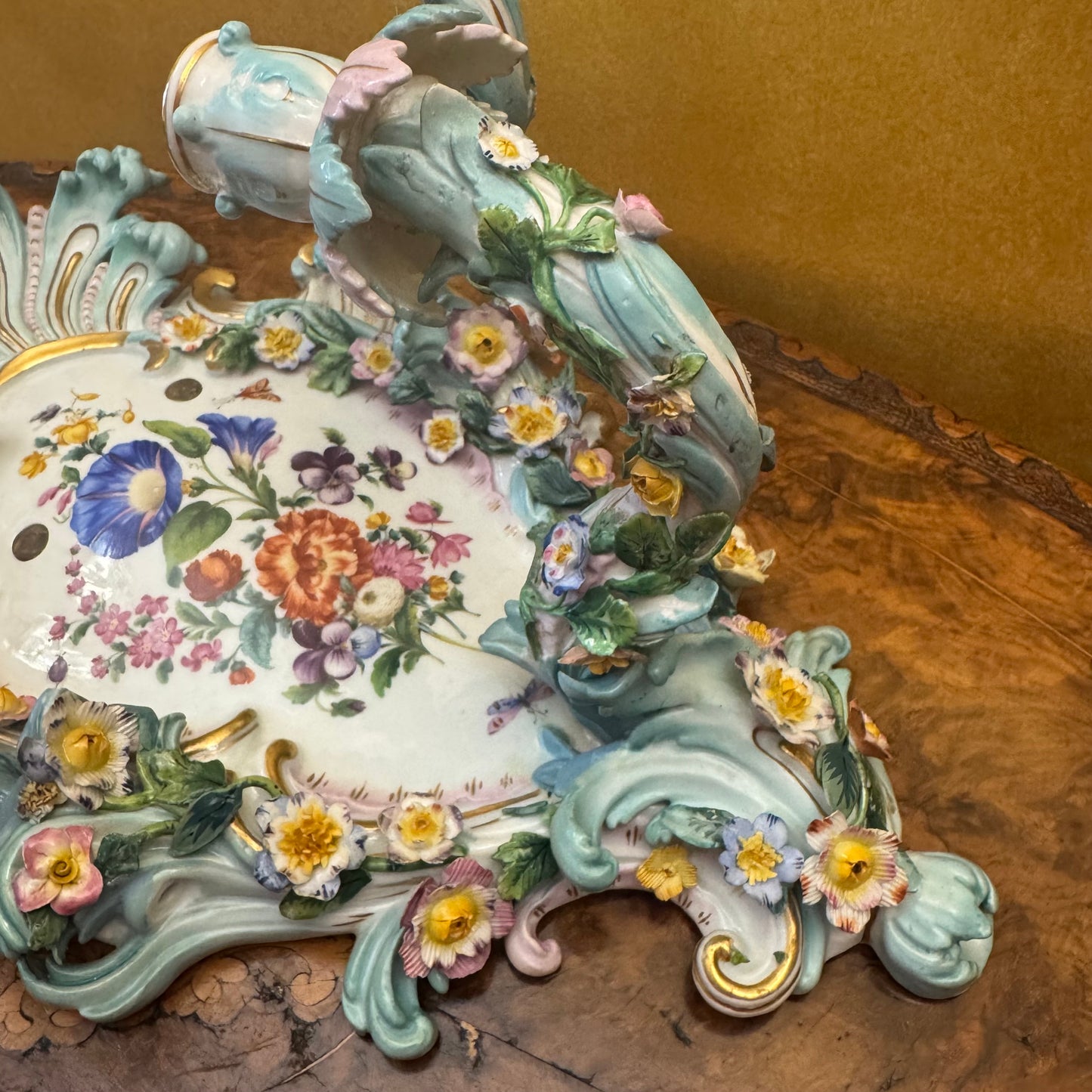 Antique 19th Century Meissen Porcelain Wall Candelabra Scones Pair
