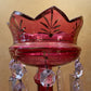 Antique Victorian Cranberry Lustres Mantle Pieces Pair