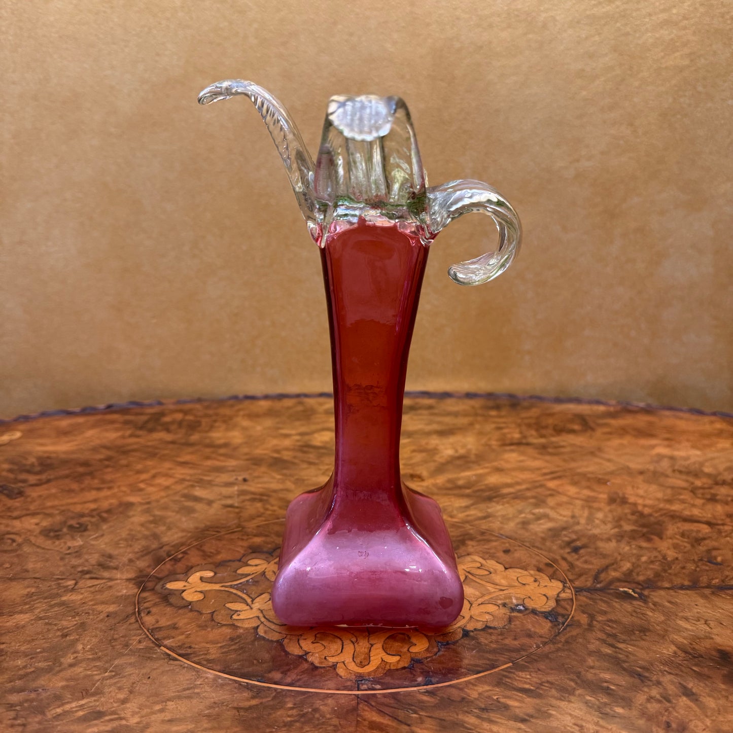 Antique Flower Petal Top Art Glass Vase