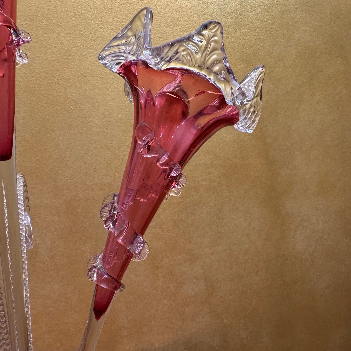 Antique 19th Century Victorian Cranberry Glass Epergne