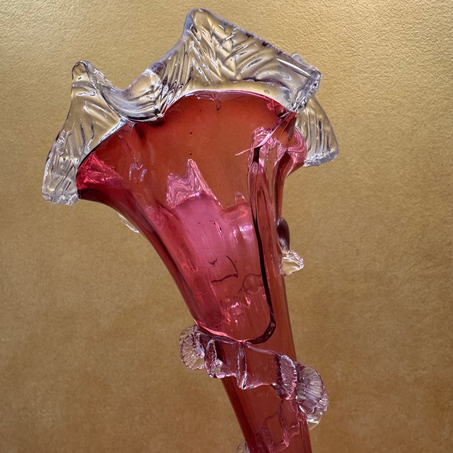 Antique 19th Century Victorian Cranberry Glass Epergne