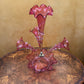 Antique 19th Century Victorian Cranberry Glass Four Vase Epergne