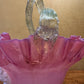Antique Cranberry Glass Ruffled Basket