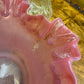 Antique Cranberry Glass Ruffled Basket