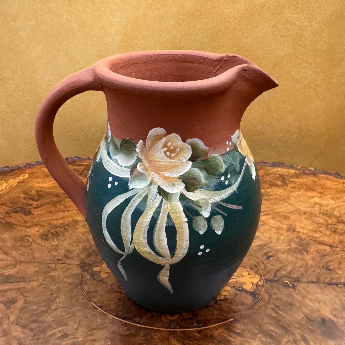 Terracotta Hand-Painted Jug Pitcher