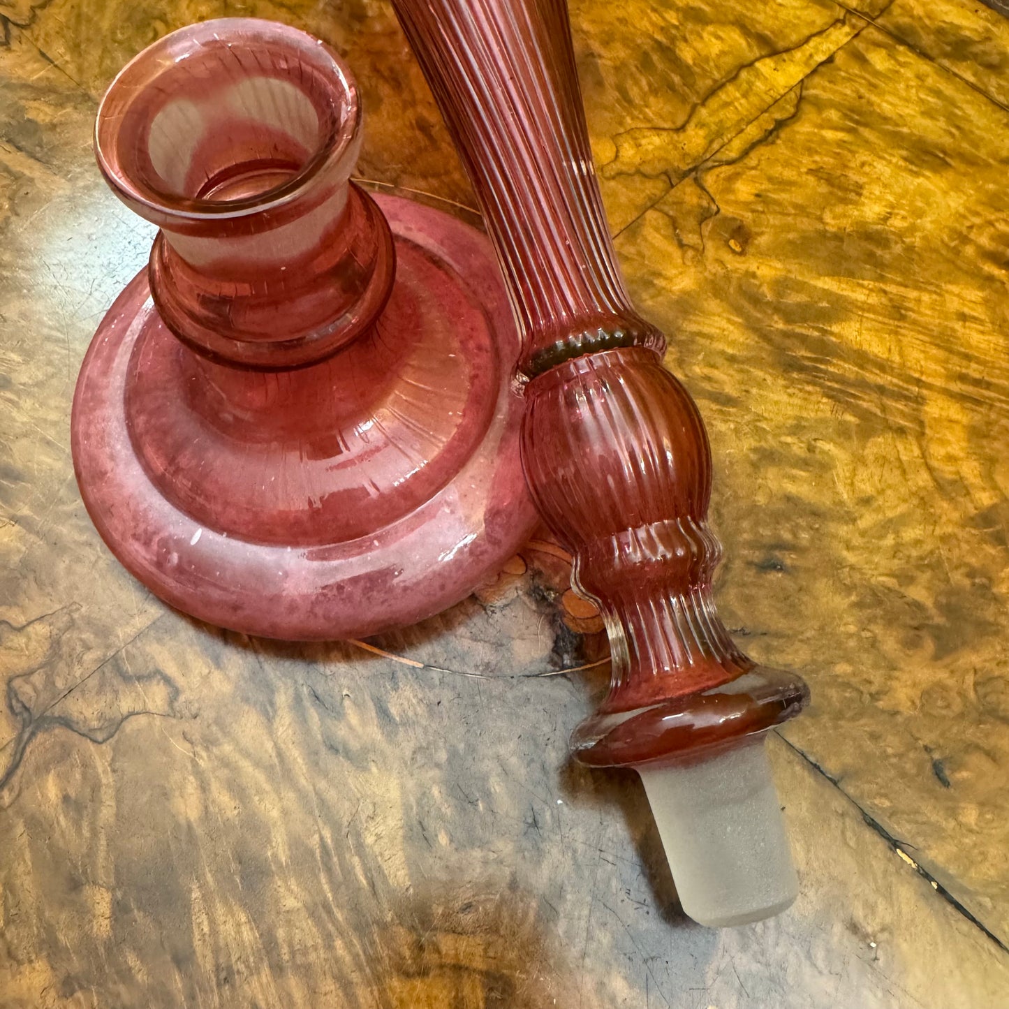 Antique Cranberry Ruffle Glass Vase