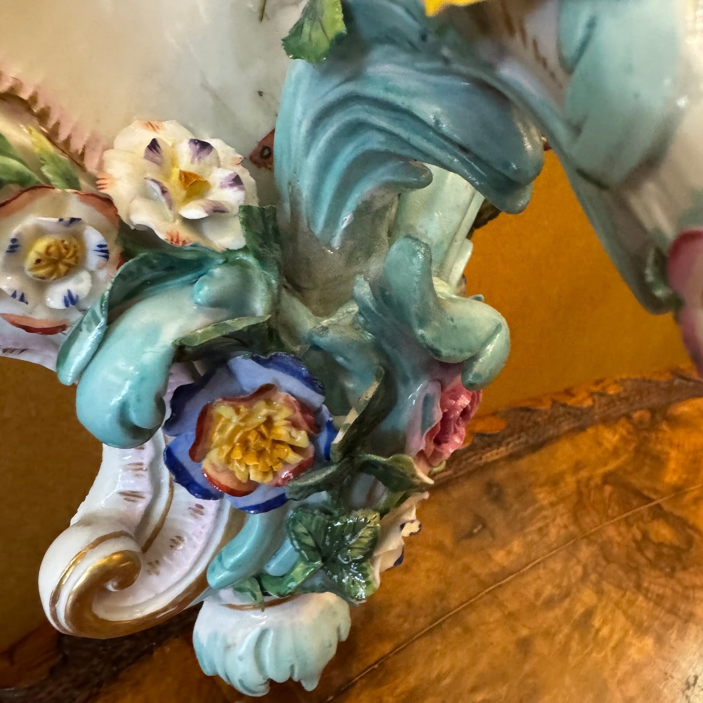 Antique 19th Century Meissen Porcelain Wall Candelabra Scones Pair