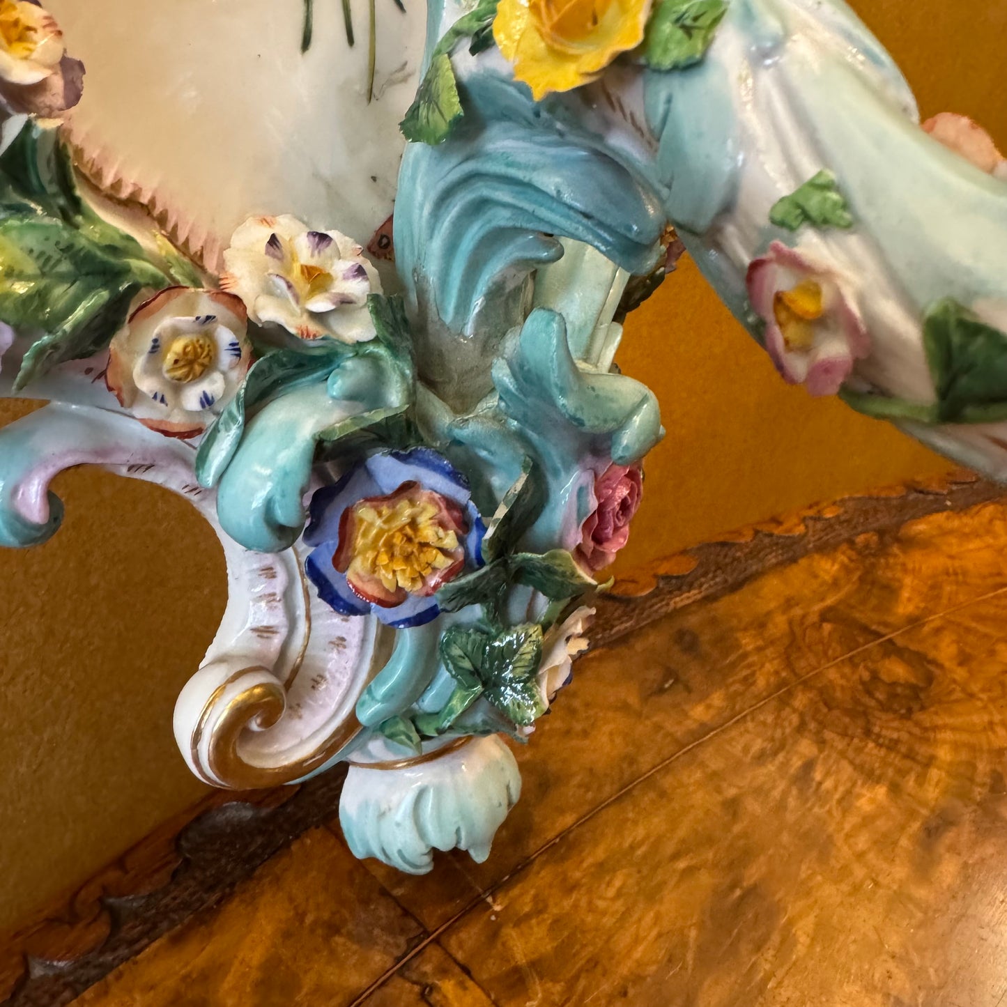 Antique 19th Century Meissen Porcelain Wall Candelabra Scones Pair