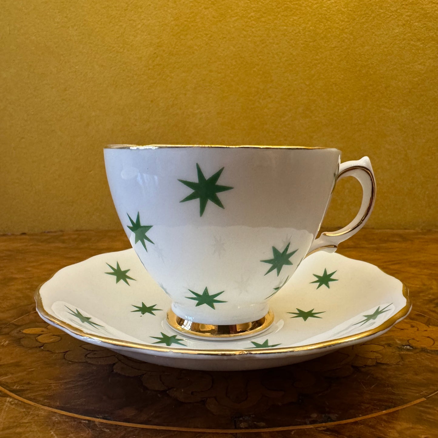 Vintage Royal Vale Green Star Tea Cup & Saucer