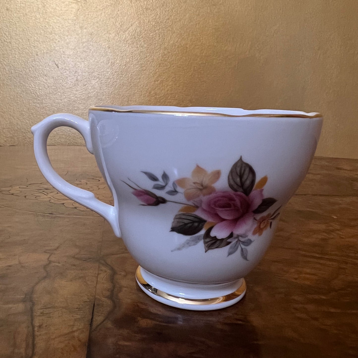 Vintage Duchess Rose Print Tea Cup Trio Set