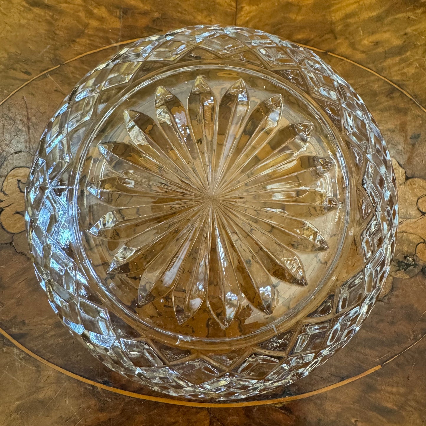 Vintage Glass Cut Dessert Bowl