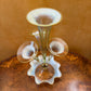 Antique 19th Century Green Uranium Opalescent Art Glass Trumpet Epergne