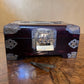 Vintage Rosewood Jade Brass Jewellery Box With Key