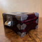 Vintage Rosewood Jade Brass Jewellery Box With Key