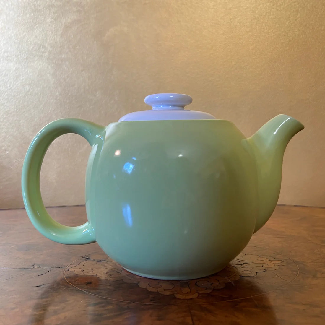 Pale Green White Lid Teapot