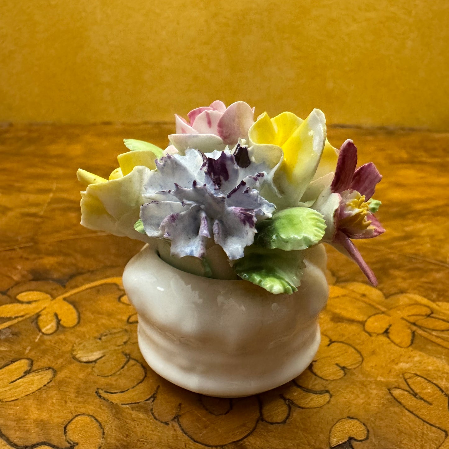 Vintage Royal Adderley Bone China Floral Basket Ornament