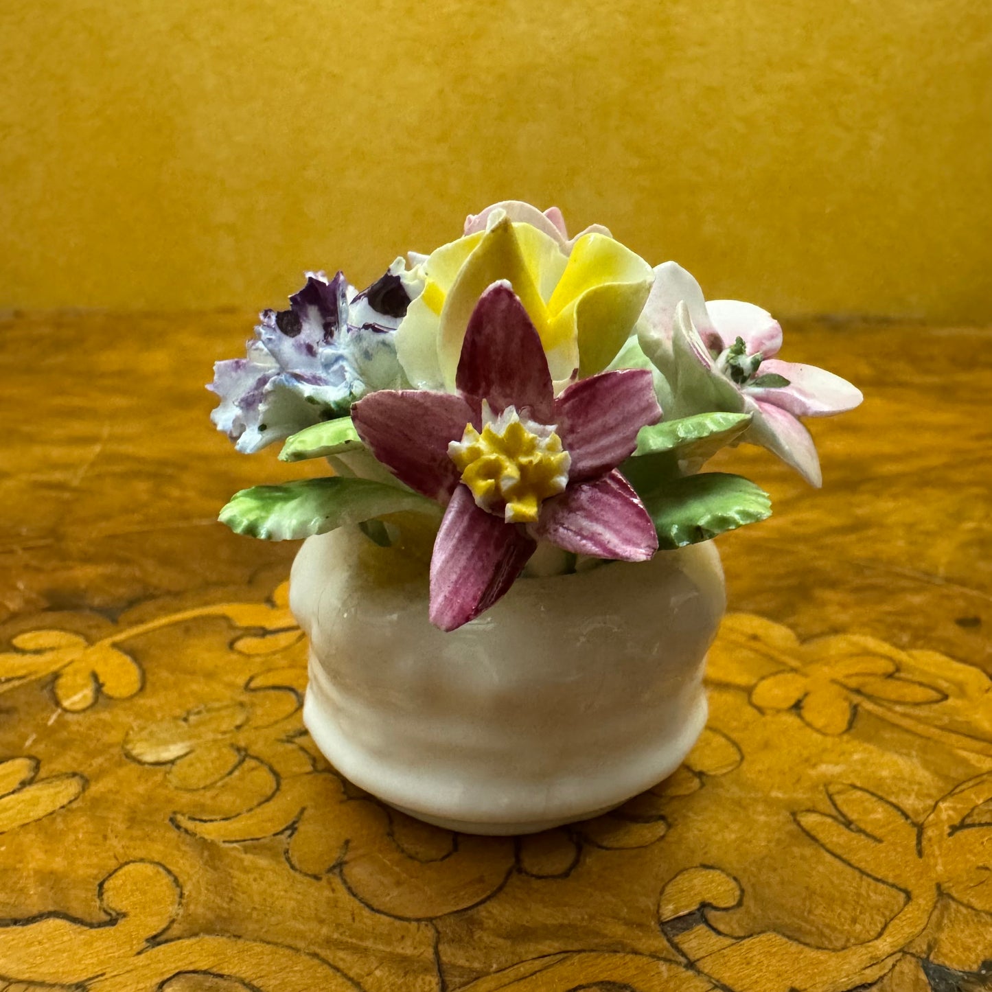 Vintage Royal Adderley Bone China Floral Basket Ornament