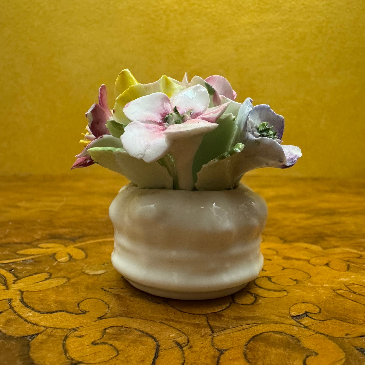 Vintage Royal Adderley Bone China Floral Basket Ornament
