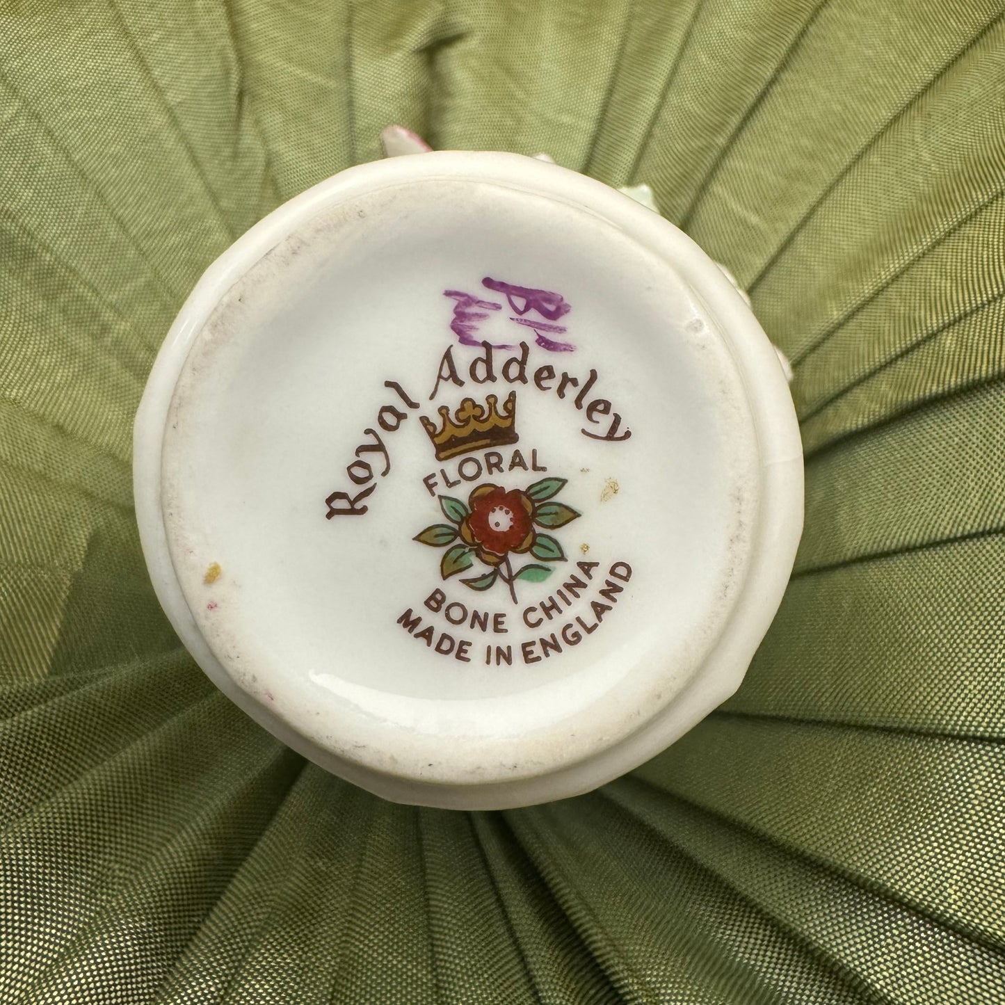 Vintage Royal Adderley Bone China Floral Basket Ornament