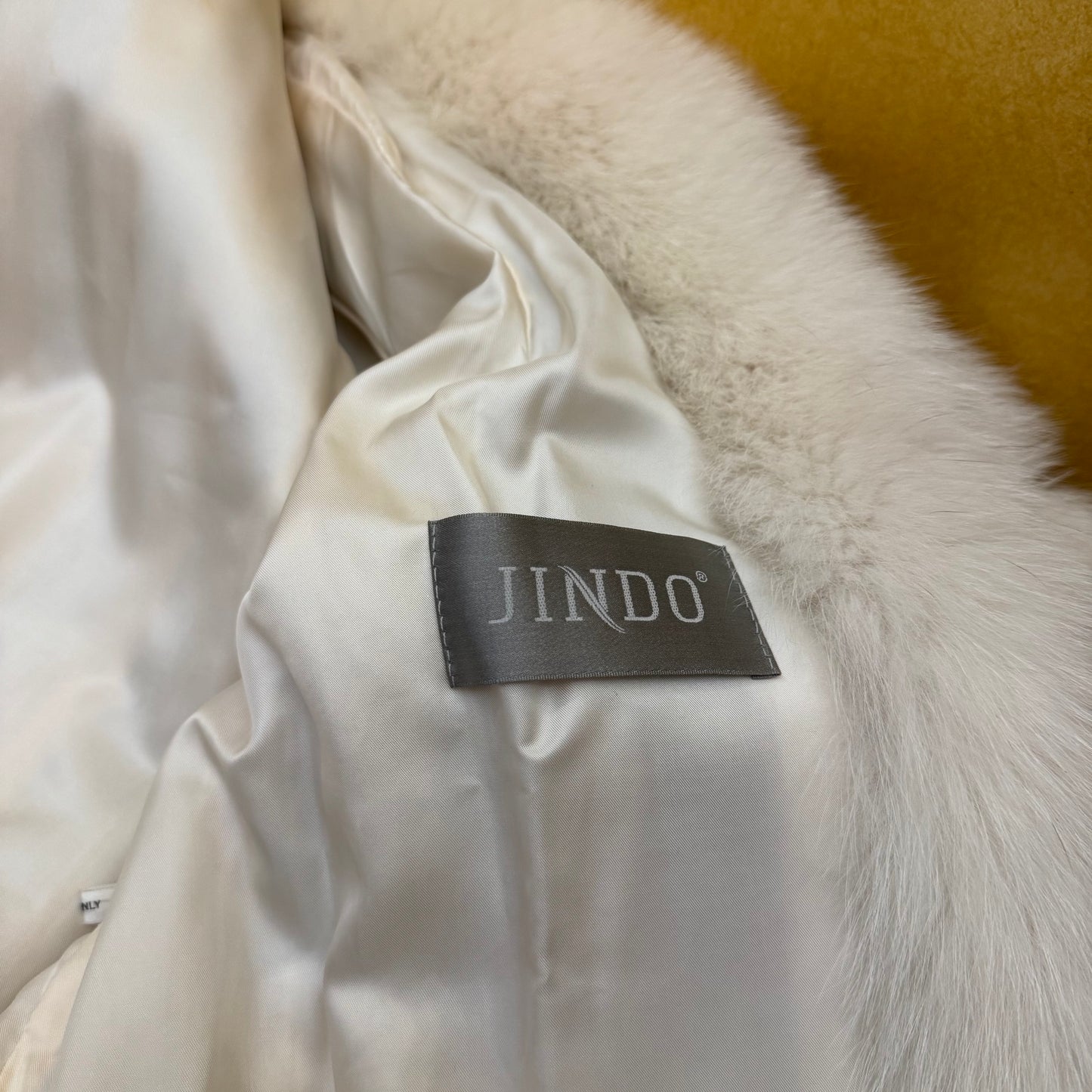Vintage 1980s Saga White Fox Fur Mid Length Coat