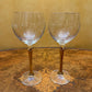 Vintage Crystal Gold Tulip Stem Wine Glasses Set Of Four
