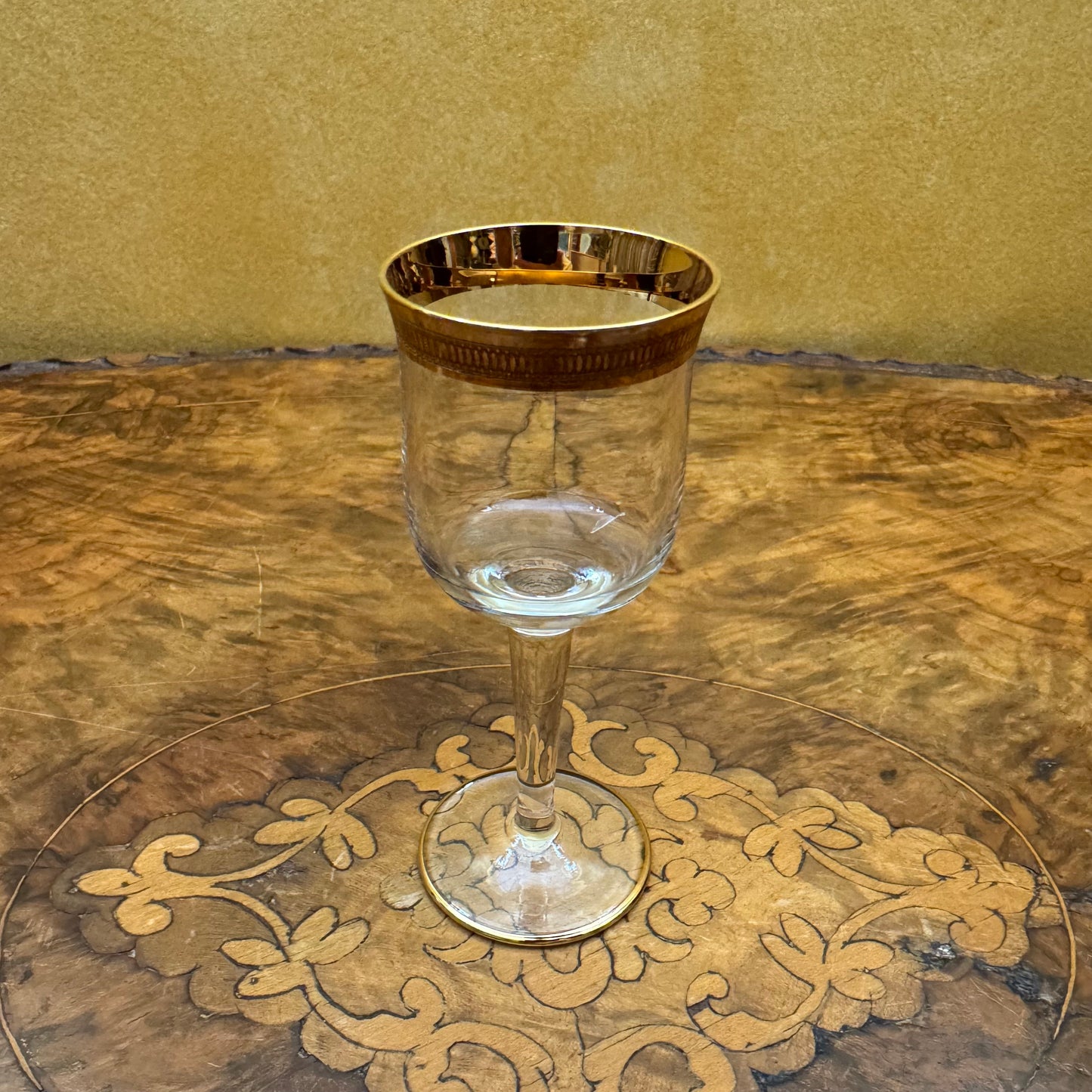 Vintage Crystal Gold Detail Port Glasses Set Of Six