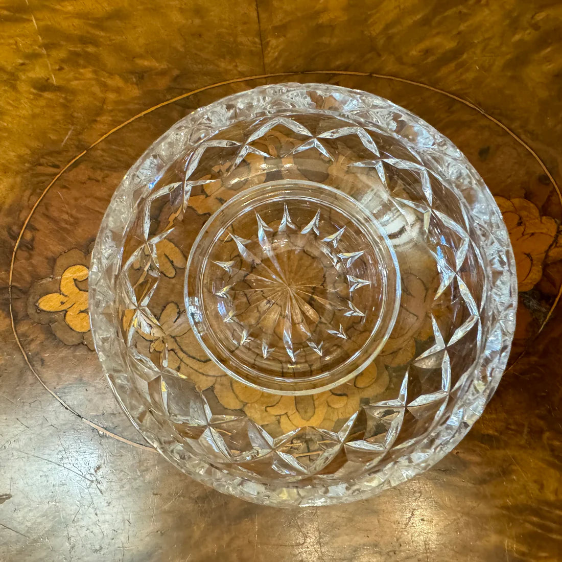 Vintage Crystal Cut Trinket Bowl