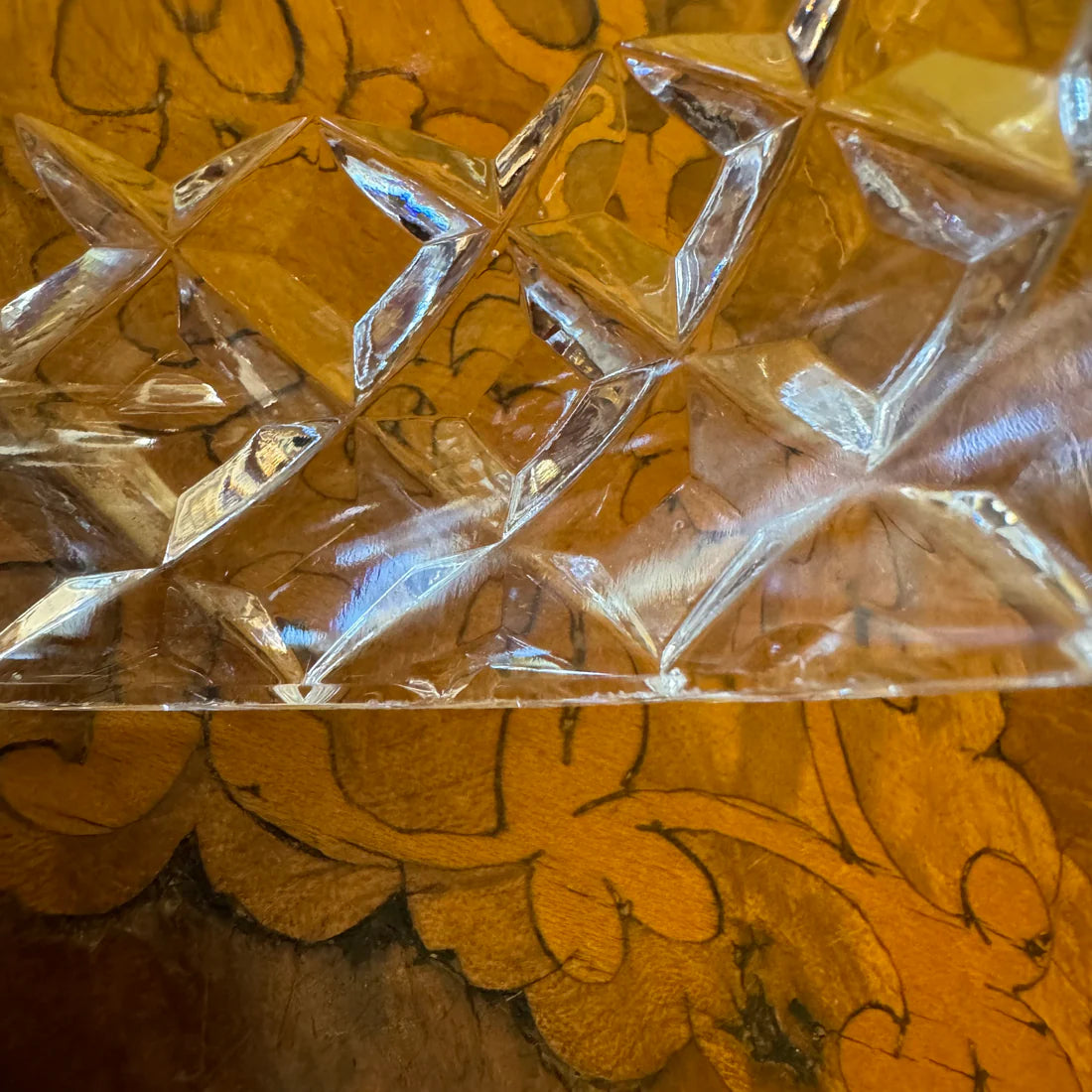 Vintage Crystal Cut Trinket Bowl